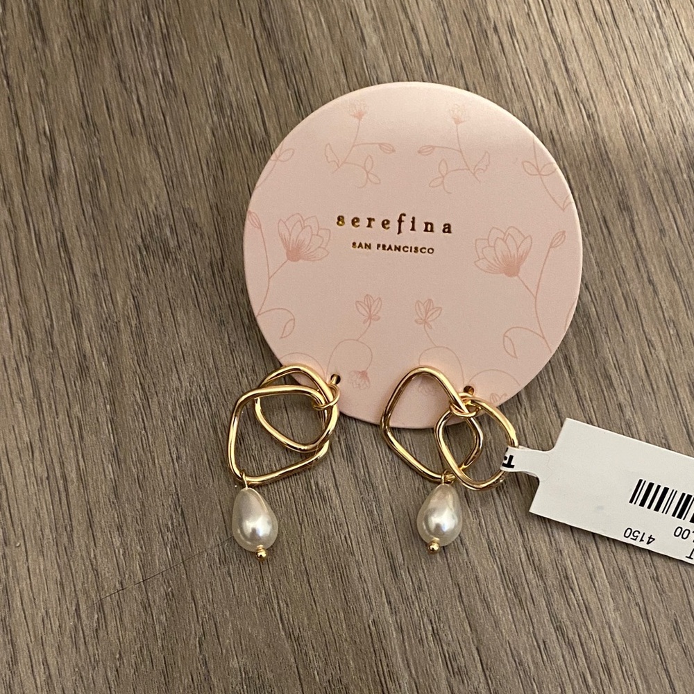 Gold and Pearl Loop Earrings